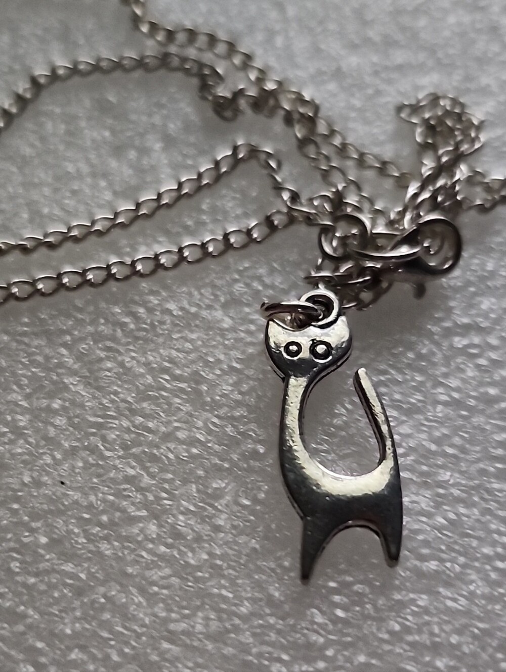 Hand Crafted Silver Cat Charm Necklace